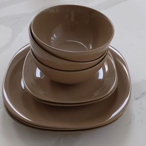 Brown dinnerware - bowls, plates